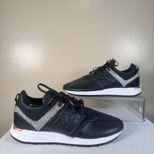 New Balance 247 Shoes Women 8.5 Black Leather Pebbled REVlite Midsole Running